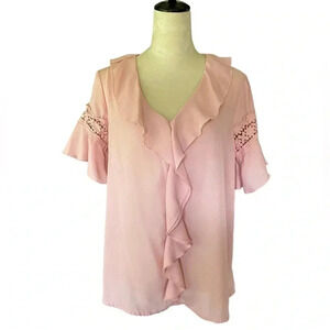 Shein Women Pink Ruffle Top Size‎ L